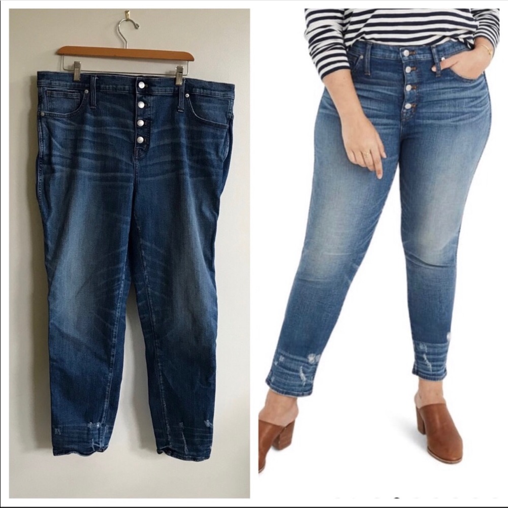 Madewell 35/20 long slim straight button jeans EUC